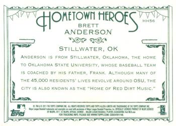 2011 Topps Allen & Ginter - Hometown Heroes #HH56 Brett Anderson Back