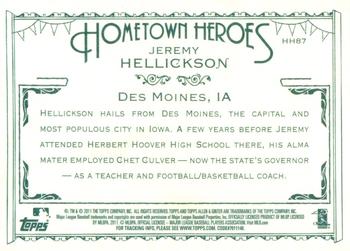 2011 Topps Allen & Ginter - Hometown Heroes #HH87 Jeremy Hellickson Back