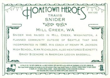 2011 Topps Allen & Ginter - Hometown Heroes #HH100 Travis Snider Back