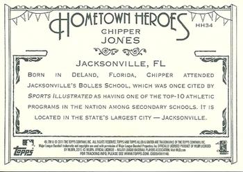 2011 Topps Allen & Ginter - Hometown Heroes #HH34 Chipper Jones Back
