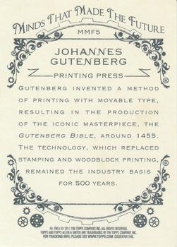 2011 Topps Allen & Ginter - Minds that Made the Future #MMF5 Johannes Gutenberg Back