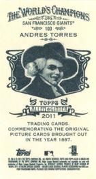 2011 Topps Allen & Ginter - Mini A & G Back #103 Andres Torres Back