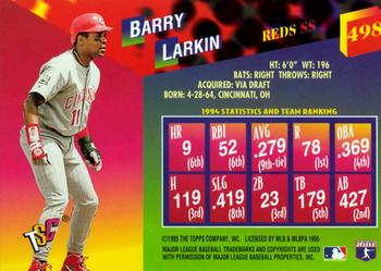 1995 Stadium Club #498 Barry Larkin Back