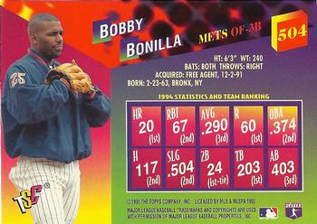 1995 Stadium Club #504 Bobby Bonilla Back
