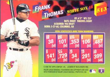 1995 Stadium Club #513 Frank Thomas Back