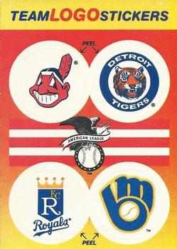 1991 Fleer - Team Logo Stickers #NNO AL: Cleveland Indians / Detroit Tigers / Kansas City Royals / Milwaukee Brewers Front