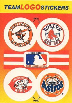 1991 Fleer - Team Logo Stickers #NNO MLB: Baltimore Orioles / Boston Red Sox / Cincinnati Reds / Houston Astros Front