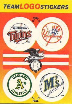 1991 Fleer - Team Logo Stickers #NNO AL: Minnesota Twins / New York Yankees / Oakland Athletics / Seattle Mariners Front