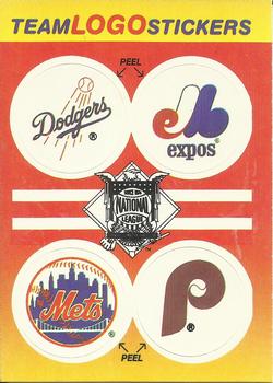 1991 Fleer - Team Logo Stickers #NNO NL: Los Angeles Dodgers / Montreal Expos / New York Mets / Philadelphia Phillies Front