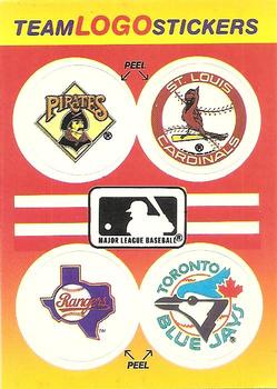 1991 Fleer - Team Logo Stickers #NNO MLB: Pittsburgh Pirates / St. Louis Cardinals / Texas Rangers / Toronto Blue Jays Front