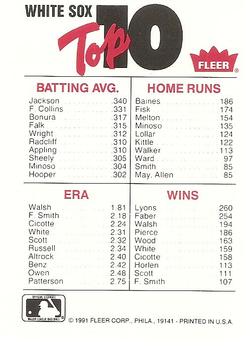 1991 Fleer - Team Logo Stickers #NNO Chicago White Sox Back