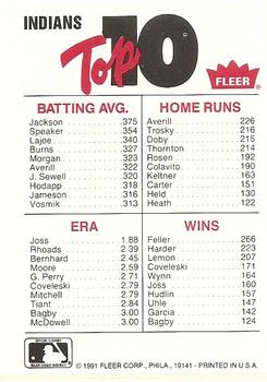 1991 Fleer - Team Logo Stickers #NNO Cleveland Indians Back