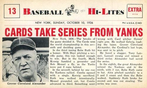 1960 Nu-Cards Baseball Hi-Lites #13 Cards Take Series From Yanks Front