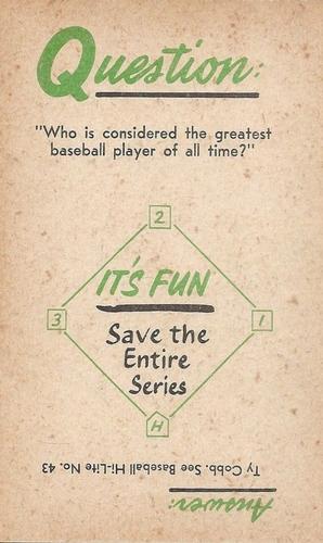 1960 Nu-Cards Baseball Hi-Lites #16 Ruth Calls His Shot Back
