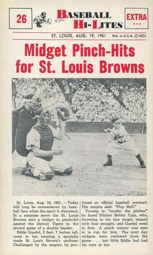 1960 Nu-Cards Baseball Hi-Lites #26 Midget Pinch-Hits for St. Louis Browns Front