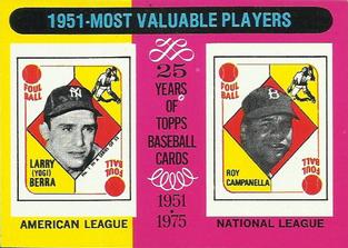 1975 Topps Mini #189 1951 MVPs (Yogi Berra / Roy Campanella) Front