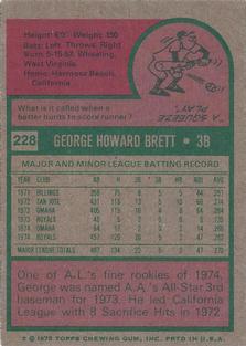 1975 Topps Mini #228 George Brett Back
