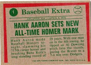 1975 Topps Mini #1 Hank Aaron Back