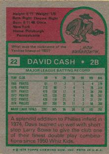 1975 Topps Mini #22 Dave Cash Back