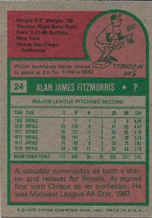 1975 Topps Mini #24 Al Fitzmorris Back
