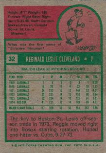 1975 Topps Mini #32 Reggie Cleveland Back