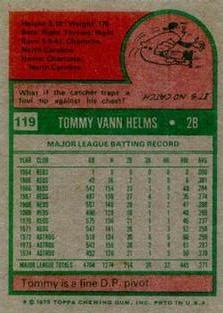 1975 Topps Mini #119 Tommy Helms Back