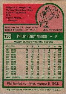 1975 Topps Mini #130 Phil Niekro Back