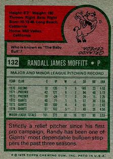 1975 Topps Mini #132 Randy Moffitt Back