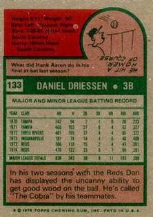 1975 Topps Mini #133 Dan Driessen Back