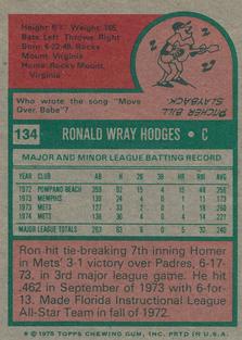 1975 Topps Mini #134 Ron Hodges Back