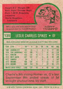 1975 Topps Mini #135 Charlie Spikes Back