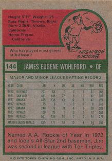 1975 Topps Mini #144 Jim Wohlford Back