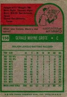 1975 Topps Mini #158 Jerry Grote Back