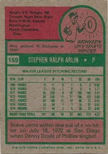 1975 Topps Mini #159 Steve Arlin Back