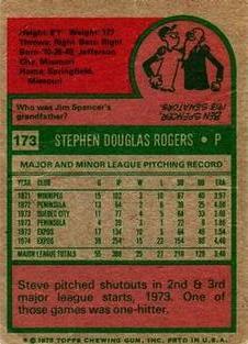1975 Topps Mini #173 Steve Rogers Back