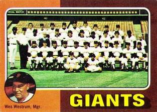 1975 Topps Mini #216 San Francisco Giants / Wes Westrum Front