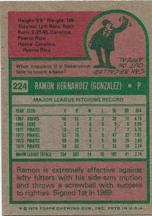 1975 Topps Mini #224 Ramon Hernandez Back