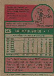 1975 Topps Mini #237 Carl Morton Back