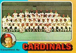 1975 Topps Mini #246 St. Louis Cardinals / Red Schoendienst Front