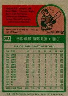 1975 Topps Mini #253 Jesus Alou Back