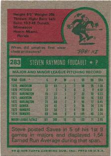 1975 Topps Mini #283 Steve Foucault Back