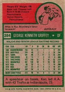 1975 Topps Mini #284 Ken Griffey Back