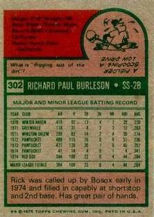 1975 Topps Mini #302 Rick Burleson Back