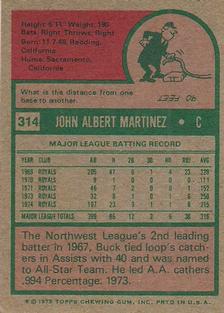 1975 Topps Mini #314 Buck Martinez Back