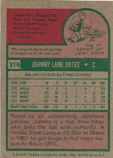 1975 Topps Mini #319 Johnny Oates Back