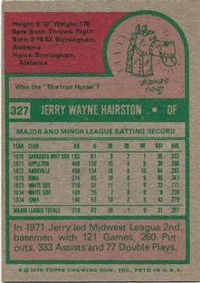 1975 Topps Mini #327 Jerry Hairston Back