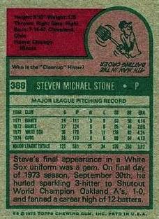 1975 Topps Mini #388 Steve Stone Back