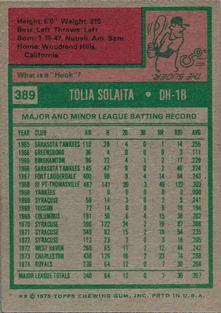 1975 Topps Mini #389 Tony Solaita Back