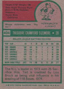1975 Topps Mini #404 Ted Sizemore Back