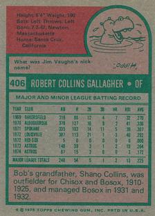 1975 Topps Mini #406 Bob Gallagher Back
